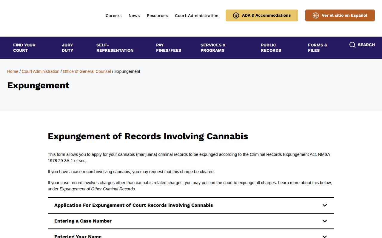 San Miguel County booking-record expungement information from New Mexico Courts